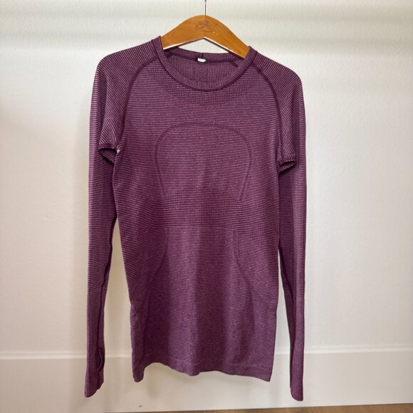 Lululemon Swiftly Tech Long Sleeve Crew – Tonka Stripe Heathered Plum - Picture 2 of 12
